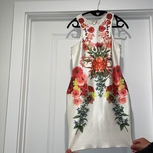 White floral bodycon dress